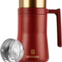 Insulated Coffee Mug with Handle and Lid, 480ml/16oz Stainless Steel Coffee Cup, Travel Coffee Mug Tumbler for Hot and Cold Coffee, Tea, Drinks(Red)