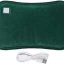 Rechargeable Hot Water Bottle Portable Electric USB Hot Water Bag with Plush Cover Winter Hand & Feet Warmer Hot Water Pouch for Menstrual Cramps or Muscle Aches & Back Pains Xmas Gifts (Green)