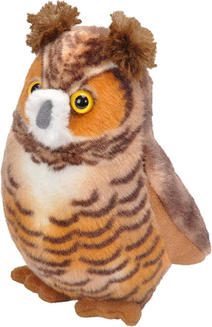 Wild Republic Audubon Birds Great Horned Owl with Authentic Bird Sound, Stuffed Animal, Bird Toys for Kids and Birders