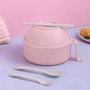 Layron Ramen Cooker Ramen Bowl Set with Chopsticks Microwave Noodle Bowl College Dorm Room Essentials for Girls for Boys Apartment Essentials (pink)