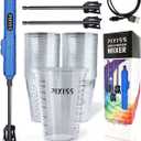 Pixiss Premium Resin Mixer, Handheld Rechargeable Epoxy Mixer Pro Grade, Stirrer for Resin, DIY Crafts Tumbler, Silicone Mixing - Includes 20 Cups, Bundle C (Medium)