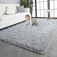 5X8 Ultra Soft Rug for Living Room, 5X8 Fluffy Shag Area Rug for Bedroom, Modern Shaggy Carpets Fuzzy Rug for Teens Dorm Nursery Home Decor Aesthetic, Upgrade Anti-Skid Durable, Grey