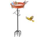 VeyFolzin.st Bird Baths for Outdoors, Detachable Birdbaths for The Garden Clearance, Freestanding Bird Baths for Outdoors Heavy Duty, Bird Bath Bowl Spa & Birdfeeder with Metal Stake Stand (Brown)