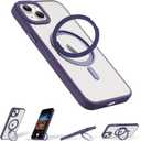 OOK 360 Spin Magnetic Stand for iPhone 13 Case, Fit for Magsafe, Slim Translucent Matte Military Grade Shockproof Phone Case with Rotatable Kickstand, Purple