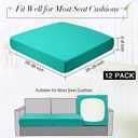 Newwiee 12 Pcs Patio Outdoor Cushion Covers Replacement Waterproof Stretch Sofa Couch Cushion Covers Washable Individual Couch Slipcovers Set Furniture Protector for Pets(20-27 Inch,Peacock Blue)