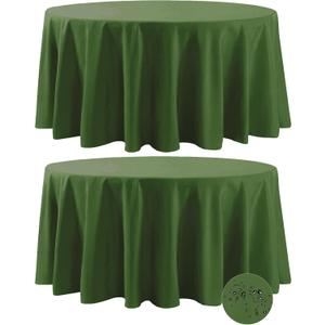 Fokitut 2 Pack Waterproof Round Tablecloth, 132 Inch, Stain Resistant and Wrinkle Polyester Table Cloth, Fabric Table Cover for Kitchen Dining, Wedding, Party, Holiday Dinner-Willow