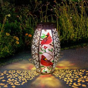 Larekook Cardinal Solar Lantern Outdoor Waterproof, 13" Large Hanging Lantern Decorative, Metal Cardinals Solar Lights for Yard Lawn Table Patio Garden Decor, Cardinal Gifts for Women Mom