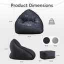 Bean Bag Chair with Ottoman for Adults, Large Corduroy Bean Bag Couch, Boneless Chaise Lounge Reading Chair with High-Resilience Foam, Floor Lounger for Bedroom Living Room (Black)