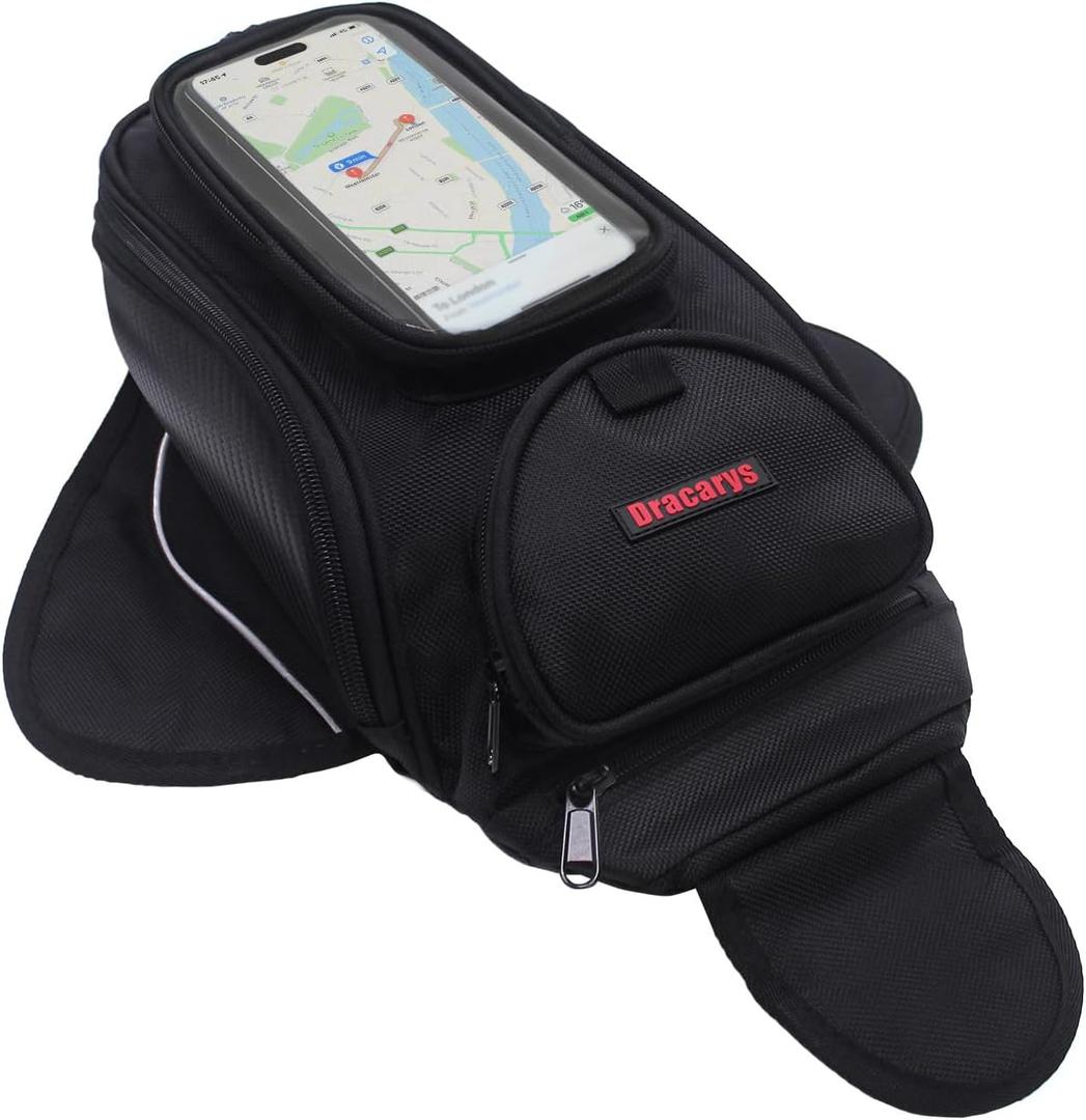 Dracarys Motorcycle Tank Bag - Oxford Saddle Black Motorbike Bag - Strong Magnetic Bag for Honda Yamaha Suzuki Kawasaki Harley (4Liter)