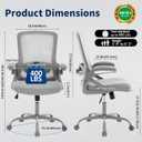 Ergonomic Office Chair, Desk Chair with Adjustable Lumbar Support, Breathable Mesh Comfy Computer Chairs with Flip-up Armrests Executive Task Chair for Adults Home Office (Gray)
