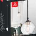 Globe Electric Harrow 1-Light Pendant, Gold Accent Socket, Shade 60312, 59.6", Matte Black with Clear Glass, Bulb Not Included