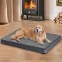 Dog Bed for X Large Dog - Orthopedic Pet Beds with Memory Foam, Waterproof Removable Washable Cover with Non-Slip Bottom, Grey, 41" L x 27" W x 3" H (Dark)