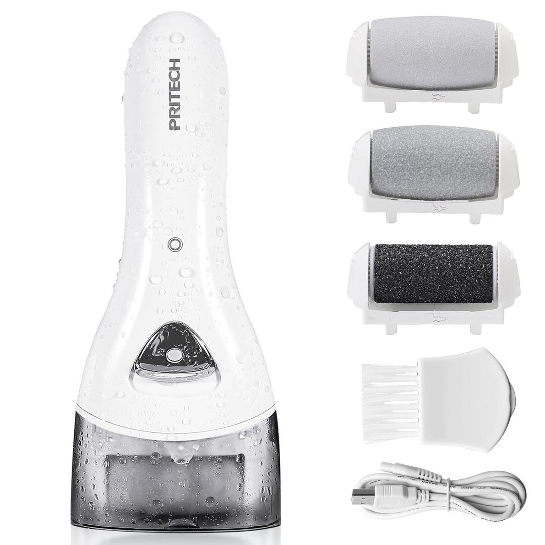 Electric Foot Callus Removers Rechargeable, Portable Electronic Foot File Pedicure Tools, Electric Callus Remover Foot Scrubber Kit, Professional Foot Care Ideal Gift for Dead, Hard Cracked Dry Skin (001-white)