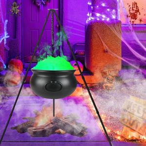 Halloween Decorations Outdoor, Large Witches Cauldron Kettle on Tripod with LED Lights, Black Plastic Witches Bowl Candy Bucket Halloween Decor for Porch Yard Lawn Outside