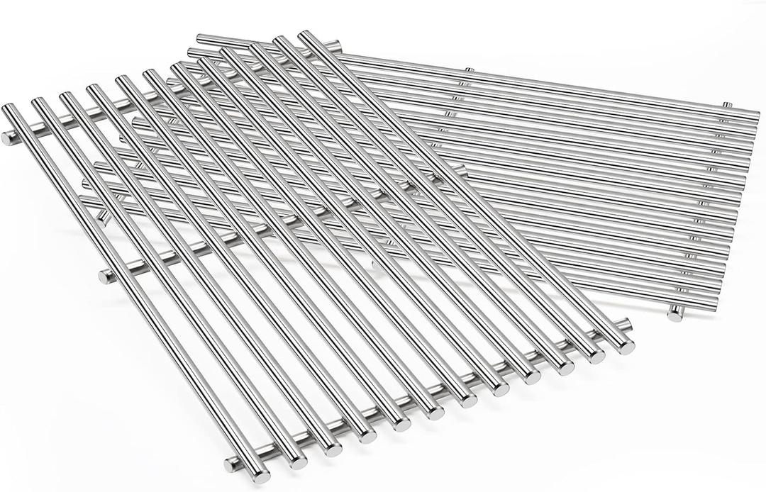 Criditpid 7637 304 Stainless Steel Grill Cooking Grates for Weber Spirit I & II 200 GS4 Series, Spirit E210, S210, E220, S220 with Front Control, 17.5" Grates Replacement Parts for Weber Spirit 200 (SUS304 Stainless Steel)