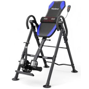 YOLEO Gravity Inversion Table for Back Pain Relief 2026 New Inversion Table w/Heat and Massage Lumbar Pad Back Stretcher Machine 300 lbs