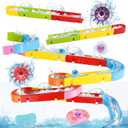 Fajiabao Toddler Bath Toys for Kids Ages 4-8 3-5 Educational Bath Toys with Spinner & Marble Run Water Track Slide Set Shower & Bathtub Toys for Kids Ages 4-8 7 6 Creative STEM Gift for Boys Girls