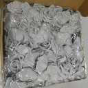 Artificial Flowers 50 Stems Realistic Roses - Lifelike Fake Flowers for Wedding Bouquets, Baby Shower Decor, Home Centerpieces, DIY Floral Arrangements (Grey, 50Pcs)