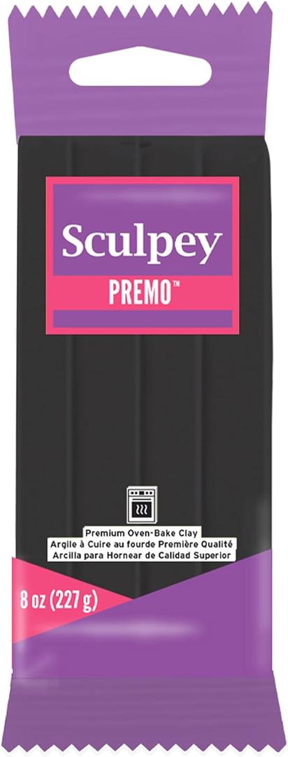 Sculpey Premo: Polymer Clay: Black - 8oz Pack - Oven Bake Clay, Non-Toxic, Advanced Techniques, Sculpting-Jewelry-Craft Projects, Adults Art Supplies
