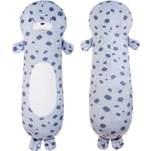 22inch Large Ocean Seal Stuffed Animals Body Pillow, Big Chubby Seals Blob Plush Toy Plushy Long Gift for Boys Girl Birthday