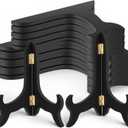 8 Pack Wooden Display Stand for Display, 7"& 8" Black Wood Easel Plate Holder to Display Pictures Frame Stand for Books, Art, Dish, Certificates, Table Decorations