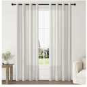 ChrisDowa Semi Sheer Linen Light Grey Curtains 72 Inches Long 2 Panels for Living Room Dining Room Vintage Plaid Jacquard Light Filtering Voile Grommet Window Treatments Drapes Privacy Assured,52X72