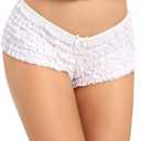 SHARICCA Womens Sexy Mesh Ruffle Panties Booty Boy Shorts Underwear (Small-Medium,  White)