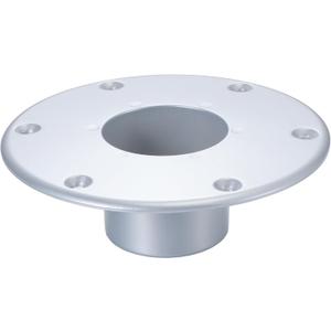 Colingmill Rv Trailer Pedestal Base Round Flush Mount Table Leg Base Aluminum Rv Pedestal Table Flange Accessories Floor Mounting with 6 Mounting Holes (Silver)