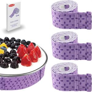 3-Piece Cake strips for even baking, Baking strips for cake pans, Baking Supplies and Cake leveler (3 Count (Pack of 1)