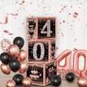 Rose Gold 40th Birthday Decorations for Women - Fabulous 40 Birthday Party Supplies Include 3pcs Balloon Boxes, Number 40 Foil Balloons, Fringe Curtains, Black Pink Garland Arch Kit - Photo Backdrop