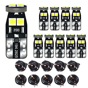 12V White T10 W5W 158 168 194 2825 Instrument Cluster Light LED Bulb Replacement For Dashboard Dash Panel Gauge Indicator Lamp with Socket Cross PC168 PC175 PC194 PC195 PC160 PC161 PC195NA