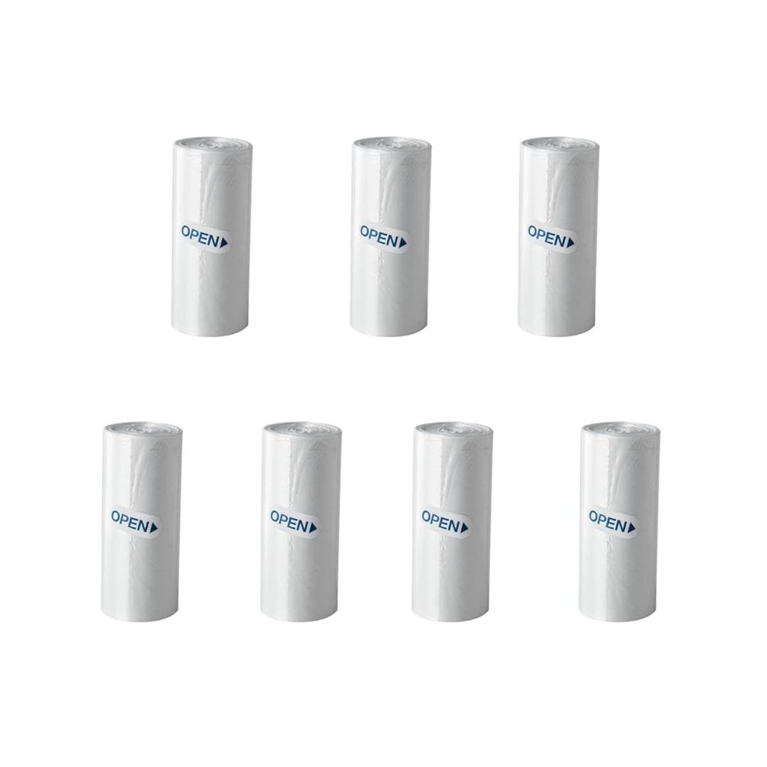 SUBEKYU Mini Trash Bags for Mini Trash Can,7 Rolls White Trash Bags for Desktop Wastebasket of Various Sizes,105 Count Total