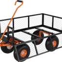 GarveeLife Heavy Duty Steel Garden Cart, 500 LBS Capacity 3 in 1 Pullable Garden Wagon with 10 in Wheels, for Gardening Soil, Tools, and Plant Transport (Black Orange)