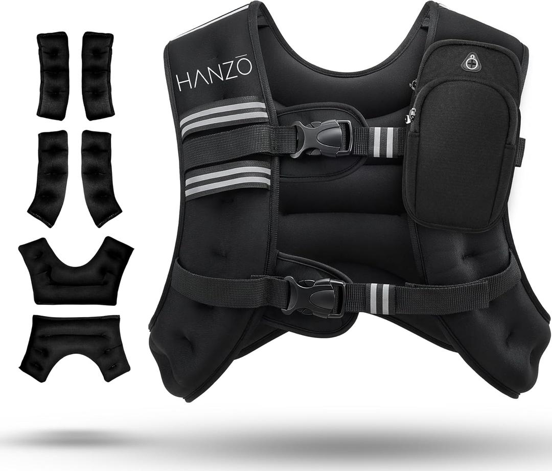 HANZO - Adjustable Running Weight Vest Premium Weighted Vest for Running, Workouts, Fitness Training Hiking, Workout Running Vest with Easy Washing, 20lbs