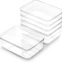 BINO | Plastic Storage Bins, X-Small - 5 Pack | THE LUCID COLLECTION | Multi-Use Built-In Handles BPA-Free Clear Storage Containers | Fridge Organizer | Pantry & Home Organization