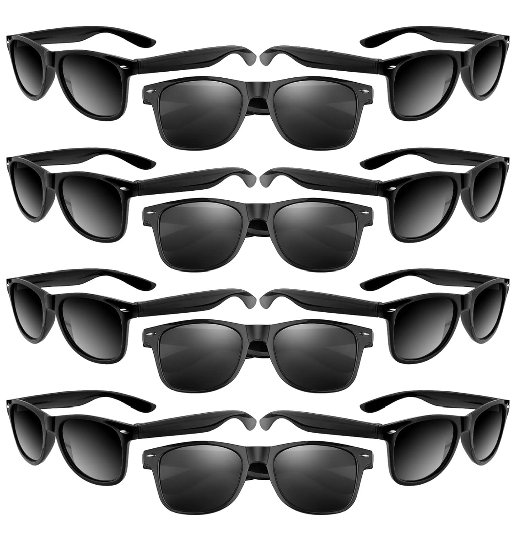 Morcheiong 12 Pack Kids Party Sunglasses in Bulk for Birthday Summer Party Goody Bag Fillers Favors (Black) From 2 To 7 Years Old
