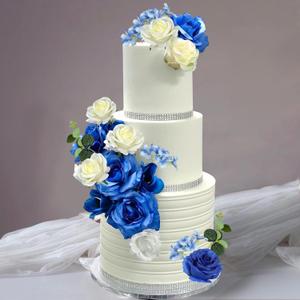 DRWATE Flower Cake Toppers Boho Cake Toppers Artificial Blue Rose Eucalyptus Cake Decorations for Girl Women Birthday Baby Shower Wedding Valentine's Day Celebration Boho Party Supplies (Style 6)