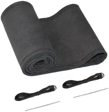 BELINOUS Suede Steering Wheel Leather Wrap (Size S3, Black)