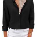 Button Down Shirts for Women Dress Shirts Business Casual Outfits Collared Fitted Blouse Work Interview Office Attire (Black, XXL)