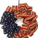 Patriotic Front Door Wreath, 24" 250 Anniversary USA Wreath 4th of July Independence Day Decorative Wreath for Front Door America Patriotic Flag Burlap Farmhouse Memorial Day Window Decor