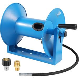 RIDGE WASHER Pressure Washer Hose Reel 180FT, Mounted Heavy Duty High Power Washer Hose Reel, 4000 PSI Manual Crank Hoses Reel, 3/8'' Whip Hose