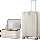 Hanke 26 Inch Large Luggage Suitcase Top Opening Aluminum Frame Travel Luggage Hard Shell Suitcases with Wheels for Woman Men.(Ivory white)