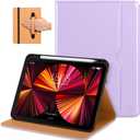 DTTO Case for iPad Pro 11 Inch 4th / 3rd / 2nd / 1st Generation 2022/2021/2020/2018,Premium PU Leather Folio Stand Cover with Hand Strap, Auto Wake/Sleep,Multiple Viewing Angles, Lavender