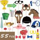 55PCS Kentucky Party Derby Day Photo Booth Props Supplies Horse Racing Decorations
