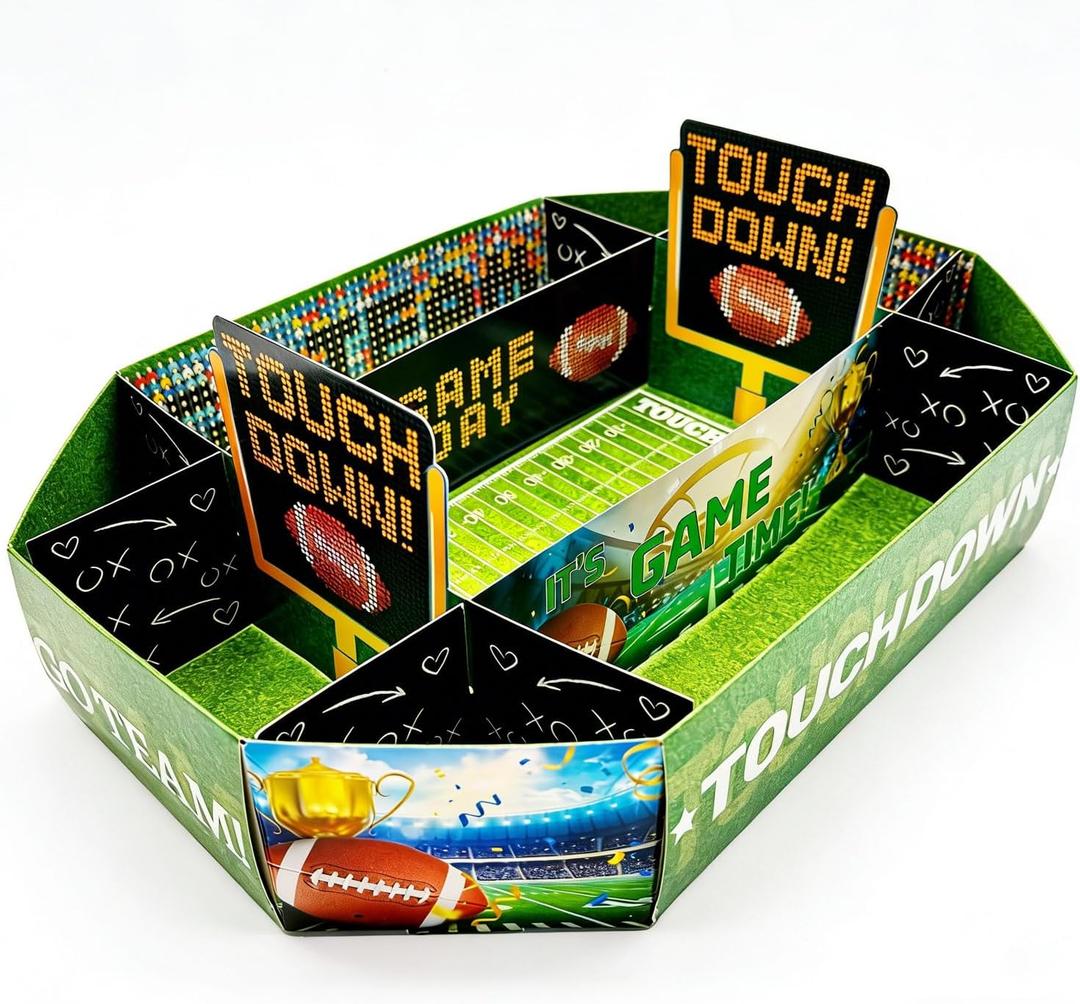 Football Party Decorations Supplies Kit - Food Serving Tray Snack Stadium Set for Super Bowl, Game Day, Birthday Decorations, Celebration Snack Tray Box