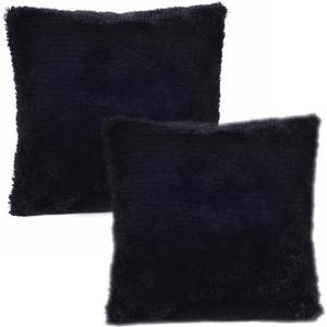 YOUR SMILE Pack of 2, Decorative New Luxury Series Merino Style Fur Throw Pillow Case Cushion Cover 18" x 18"(Black)