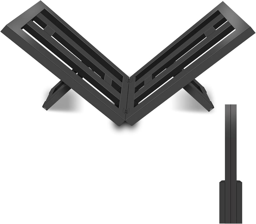 Firewood Rack Outdoor, 29 inch, Indoor Firewood Storage Holder, Log Holders for Firewood, Black Amazon's Choice