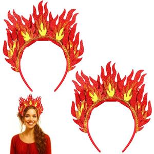 Thiccywoov 2 Pcs Fire Flame Headband Pentecost Hair Accessories Glitter Felt Pentecost Decoration for Cosplay Party Costumes