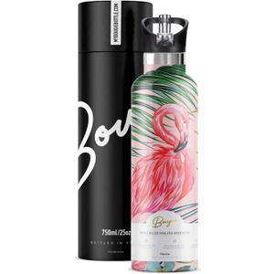 Water Bottle Stainless Steel with Straw | Wide Mouth Double Insulated | Cute Flamingo Gifts for Women | Easy Sip | Leak Proof Lid | BPA Free | Hot and Cold | Free Ice Tray and Pipe Cleaner | 25 oz