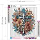 Acelii 5D Diamond Painting Kits for Adults Beginners,Cross Flower Diamond Art Kit,DIY Full Round Drill Diamond Dot Gem Art Kits for Adults,Home Wall Decor 13.78x13.78 Inch, JK358-1